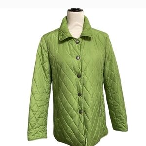 Coach Green Quilted Lightweight Jacket Diamond Stitching . Size Large